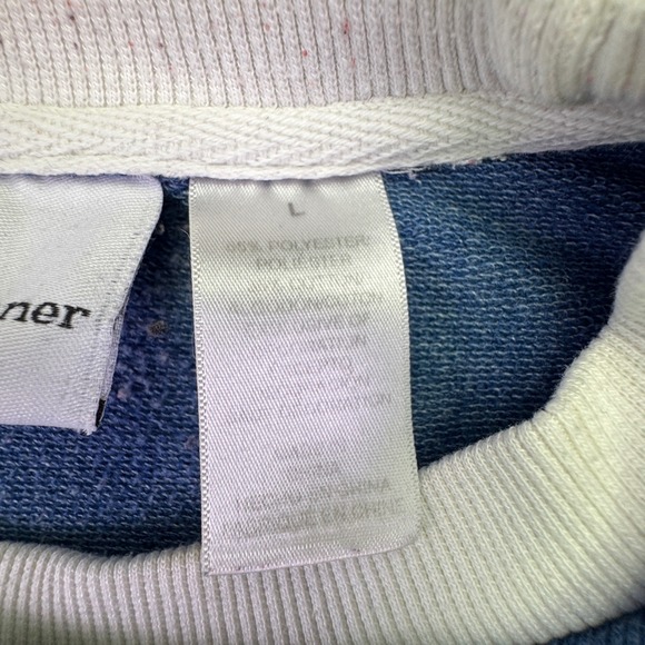 Alfred Dunner Sweatshirt Women's Large Blue Textured Floral Embroidered Crewneck - Picture 4 of 7